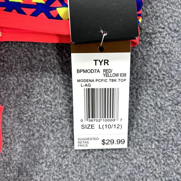 TYR Bikini Top Womens Large 10 12 Red Modena Pacific Tie back Swimwear - Picture 10 of 16